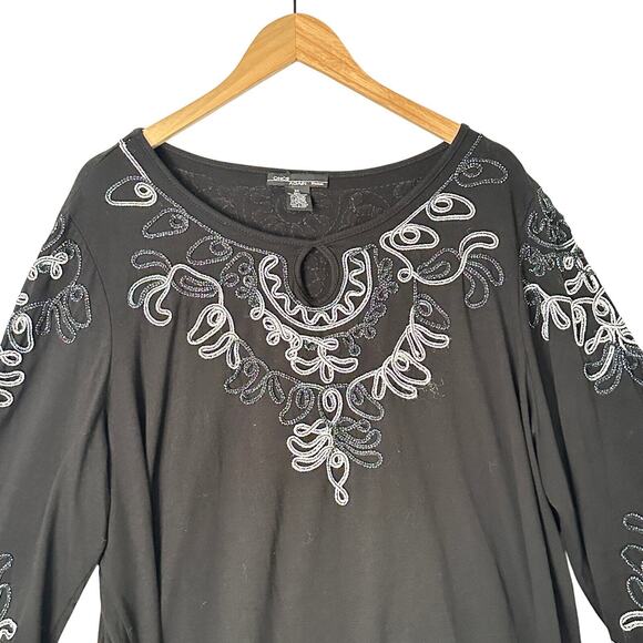 Once Again Quill Braid 3/4 Sleeve Top Size 3X Whimsigoth Victorian Baroque - Picture 3 of 9